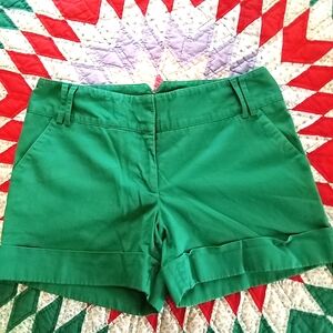 Express Green Bermuda Shorts Structured Cotton Blend